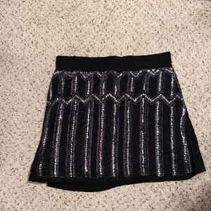 Torrid Black and Silver Sequin Mini Skirt